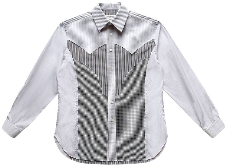 Maison Margiela Patchwork Stripes Button Down Shirt Black