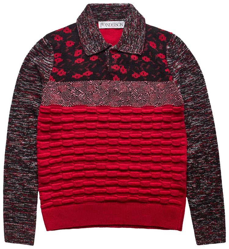 JW Anderson Multi Stitch Polo Sweater Red