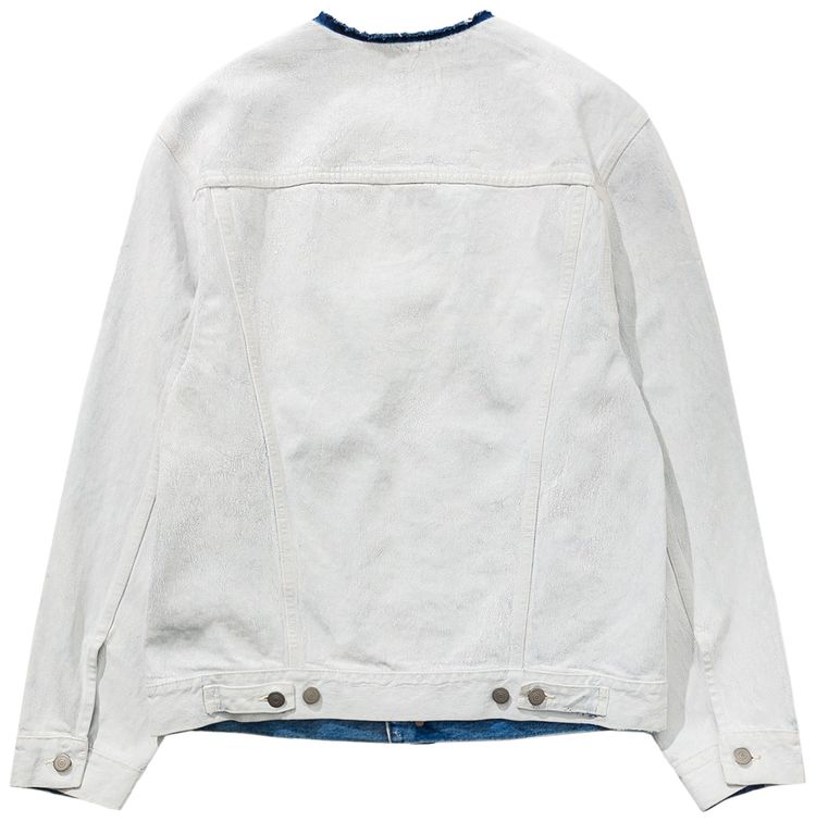 Maison Margiela Painted Collarless Denim Jacket White