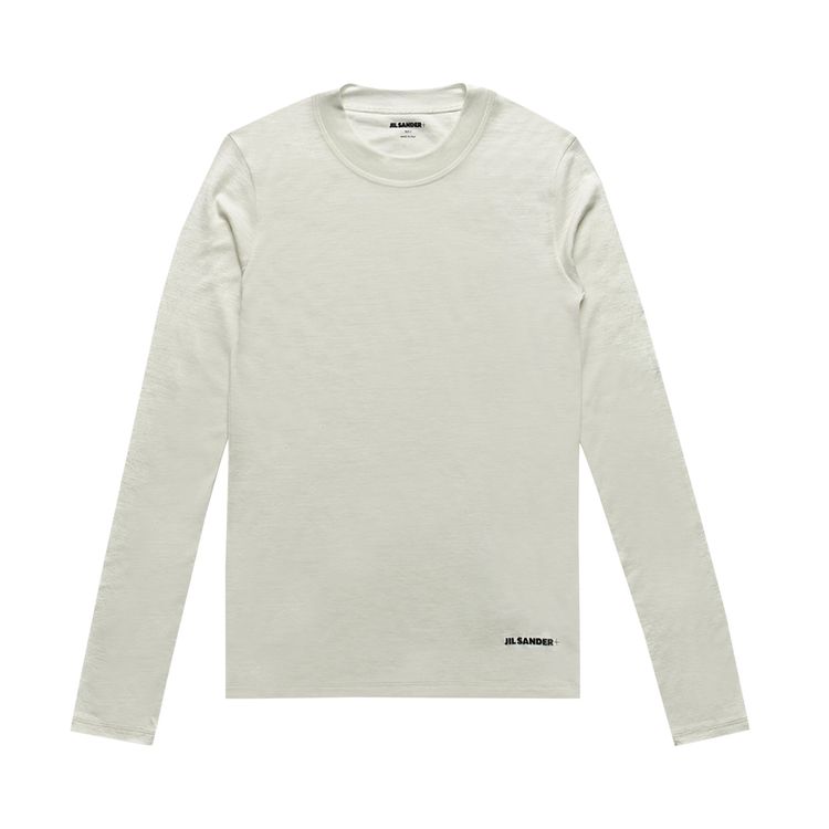Jil Sander Technical Wool Jersey Long Sleeve T Shirt White