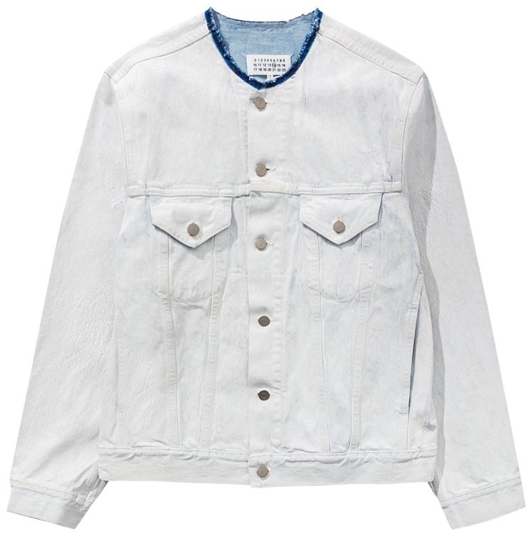 Maison Margiela Painted Collarless Denim Jacket White