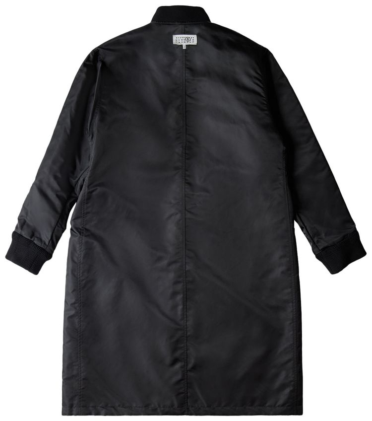 MM6 Maison Margiela Long Nylon Bomber Coat Black