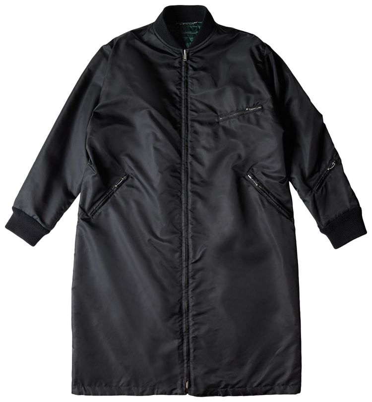 MM6 Maison Margiela Long Nylon Bomber Coat Black