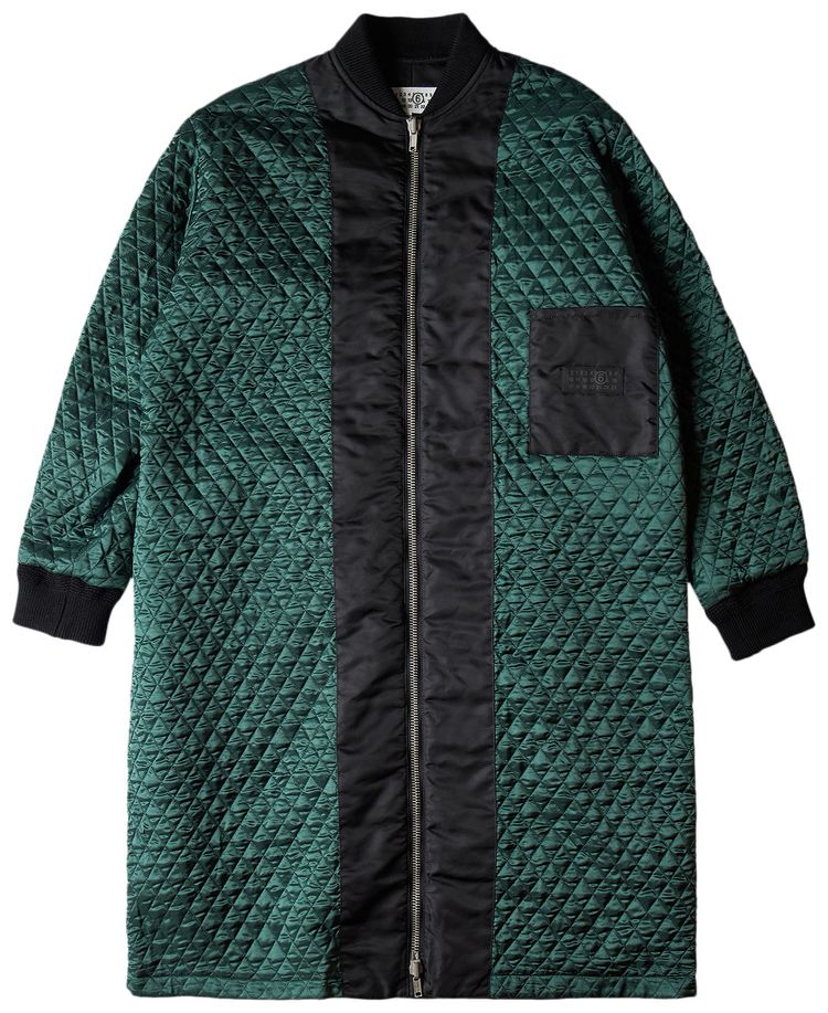 MM6 Maison Margiela Long Nylon Bomber Coat Black