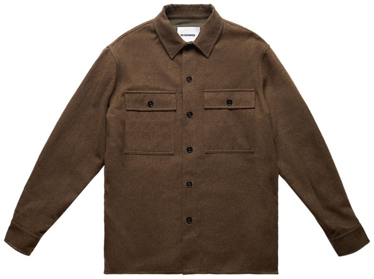 Jil Sander Sustainable Felted Wool Flannel Shirt Brown