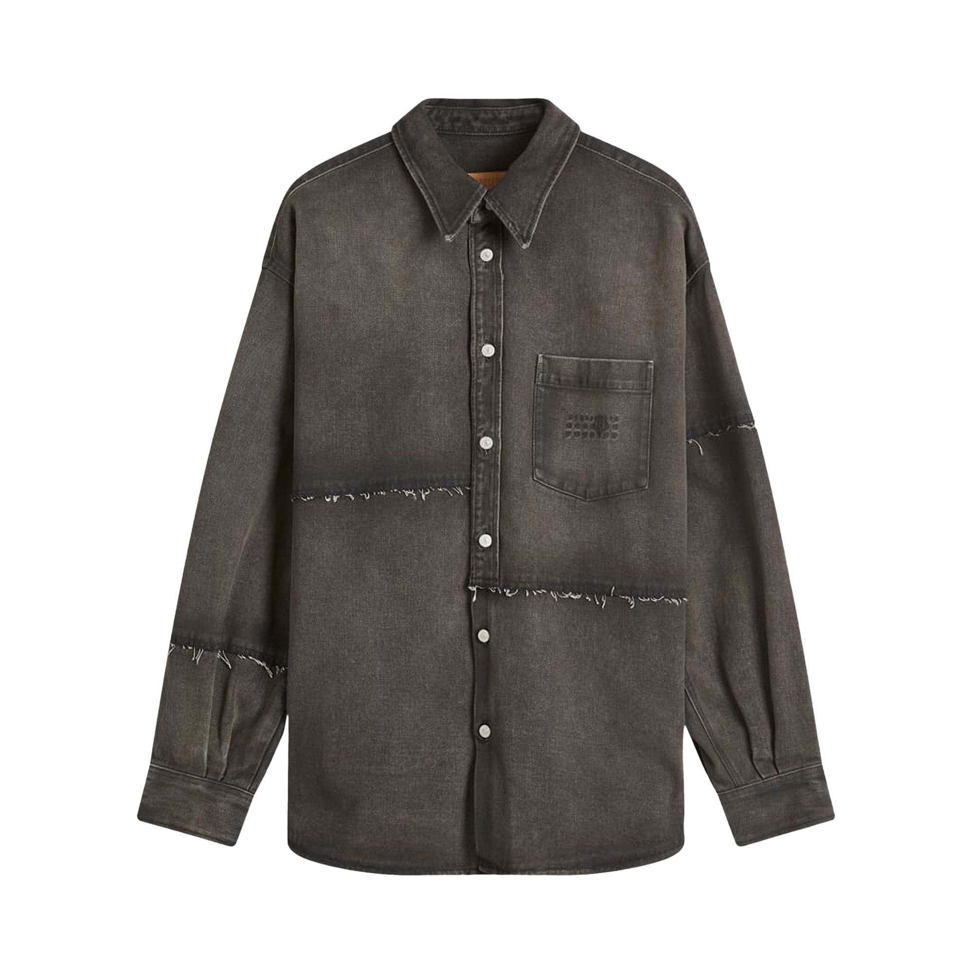 Buy MM6 Maison Margiela Faded Denim Logo Shirt 'Grey