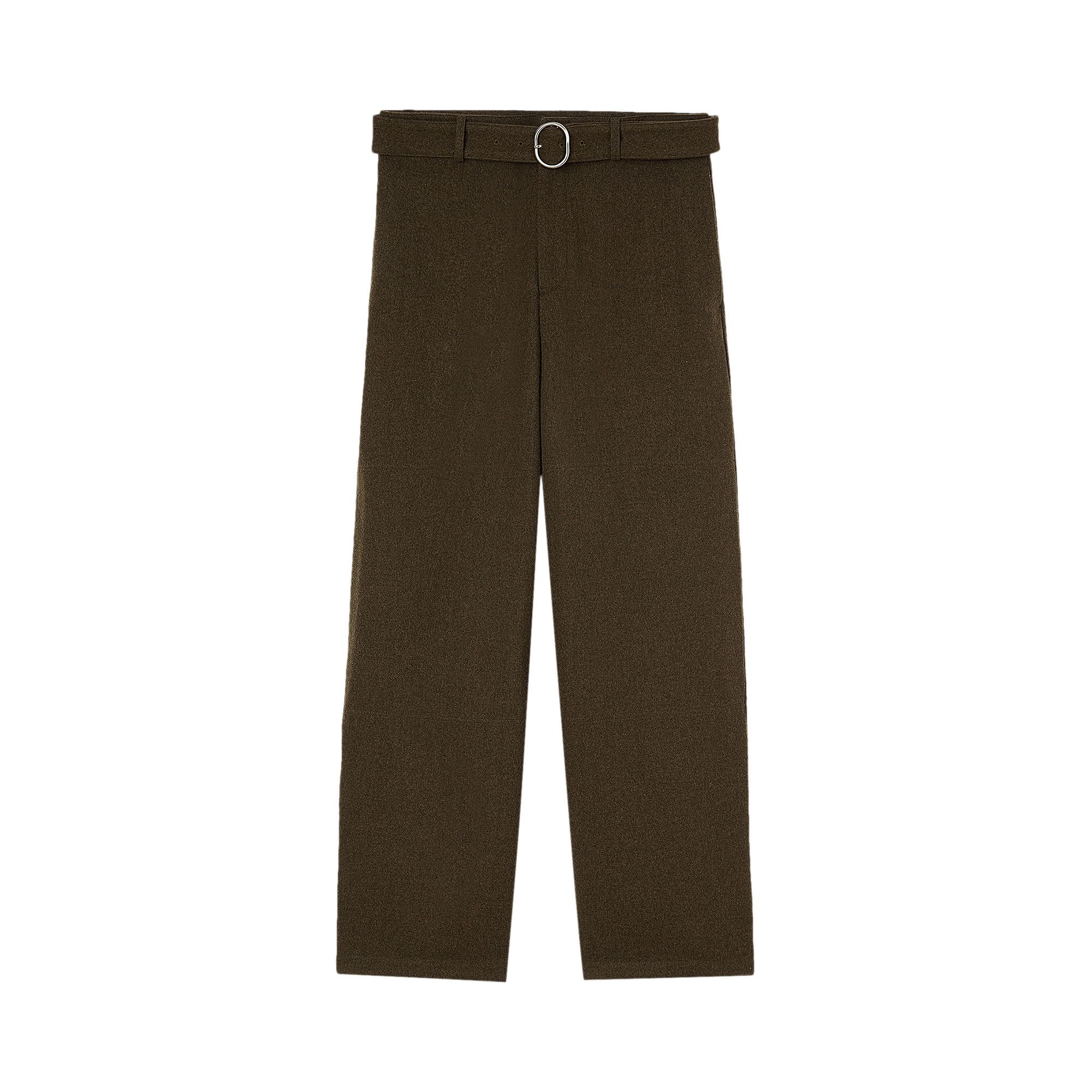 Buy Jil Sander Sustainable Felted Wool Flannel Trouser 'Brown