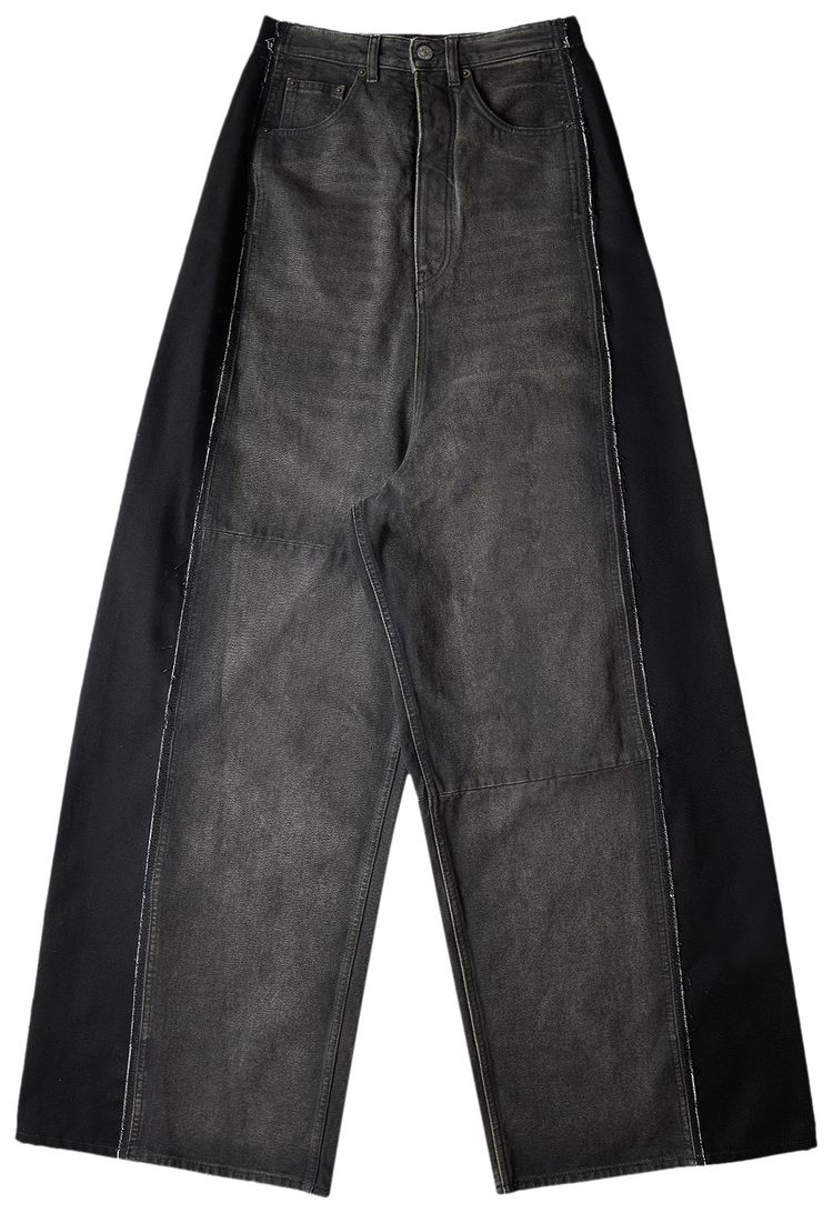 MM6 Maison Margiela Mixed Fabric Super Wide Leg Jeans Grey