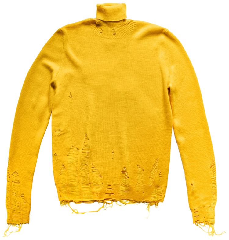 MM6 Maison Margiela Destroyed Fitted Turtle Neck Yellow
