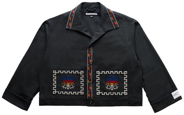 Neighborhood Cropped Embroidery Jacket Grey