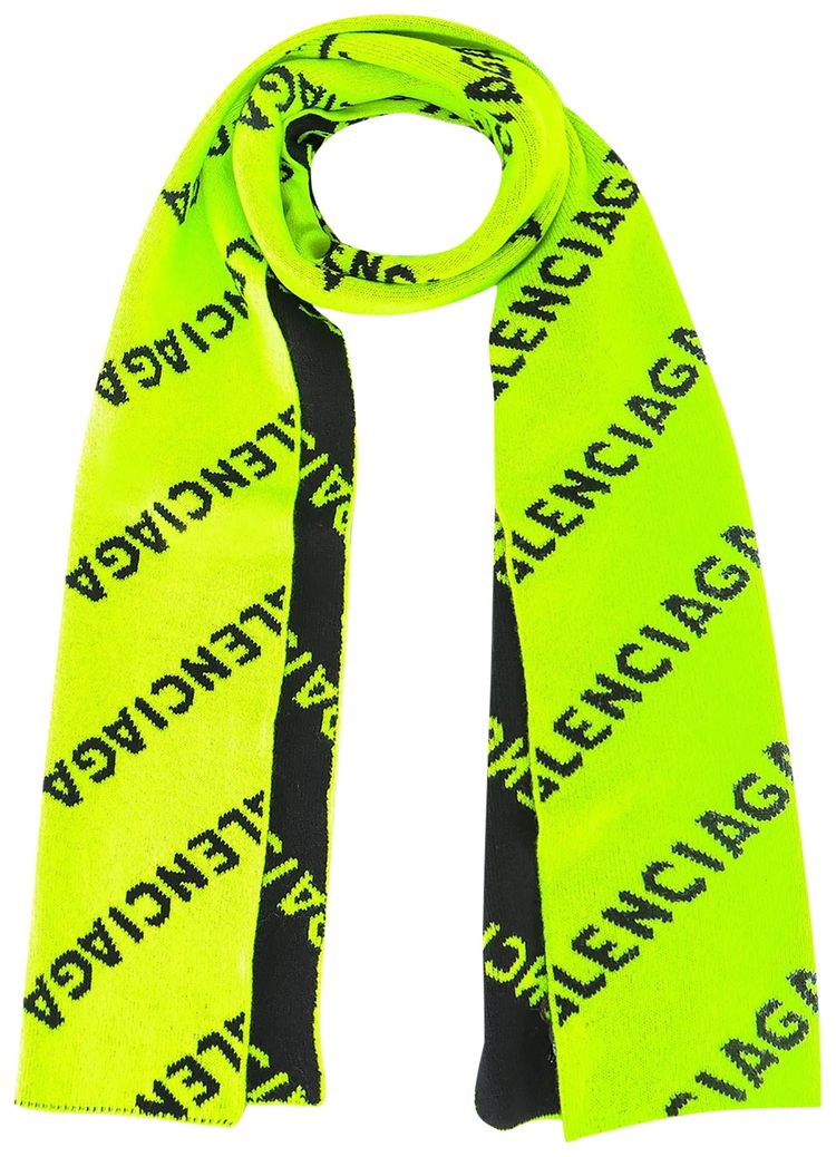 Balenciaga All Over Logo Scarf GreenBlack