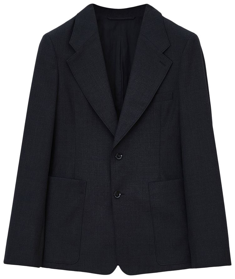 Lemaire Single Breasted Fitted Tailored Jacket Caviar