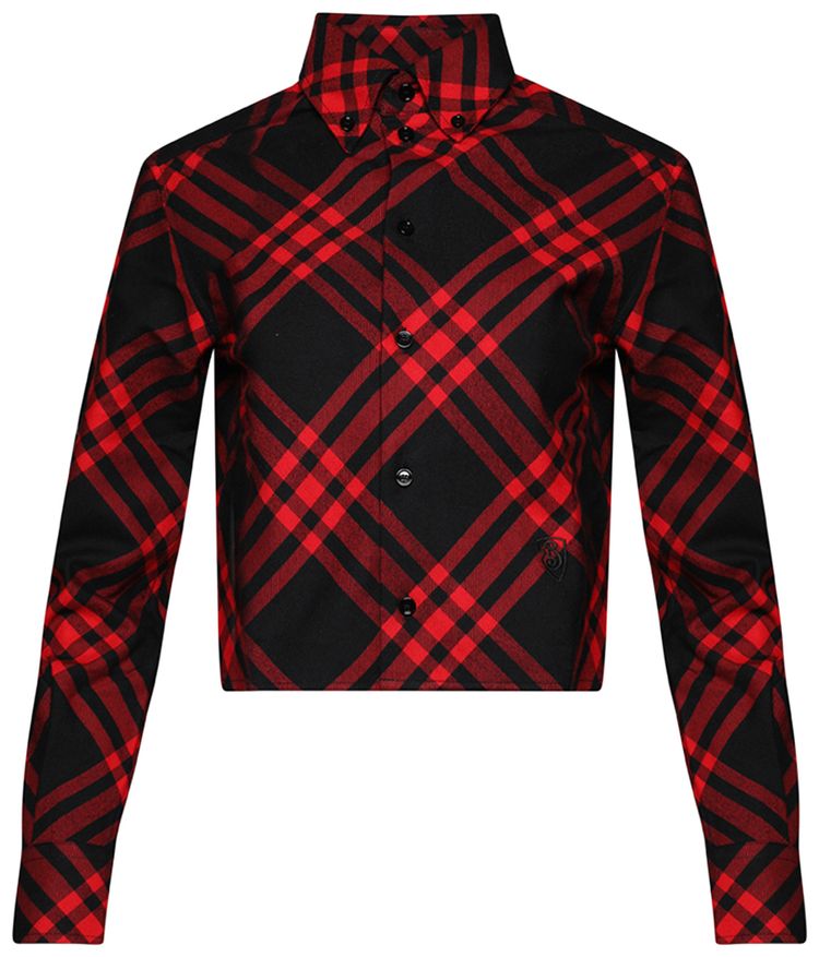 Burberry Plaid Long Sleeve Shirt Cranberry