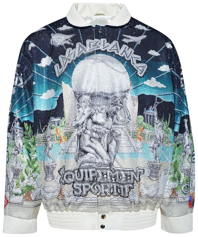 Casablanca Leather Crystal Bomber Jacket Le Temple Du Sport