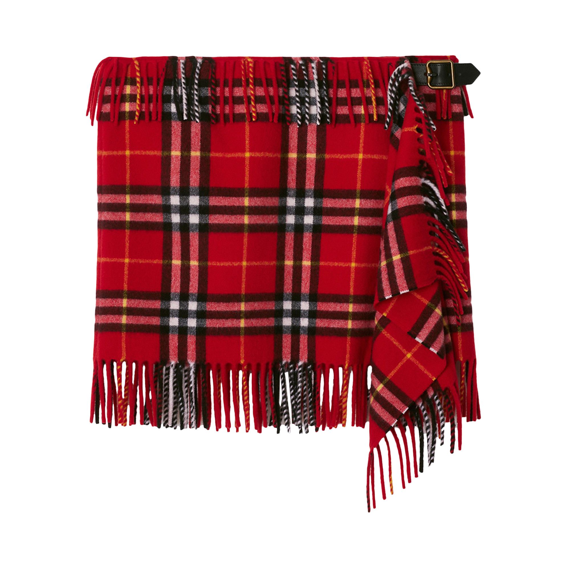 Buy Burberry Check Wool Cashmere Scarf Skirt 'Currant