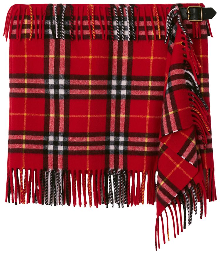 Burberry Check Wool Cashmere Scarf Skirt Currant