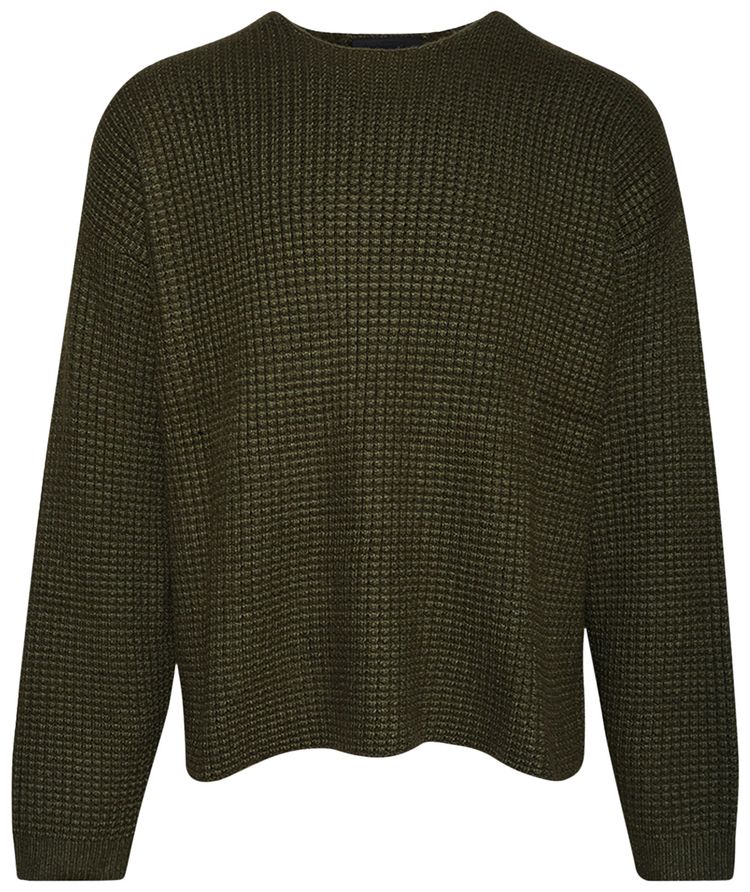 Buy Fear of God Essentials Heavy Waffle Crewneck Sweater 'Military ...