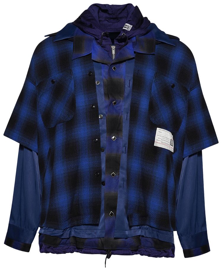 Maison Mihara Yasuhiro Four Layered Check Shirts Blue