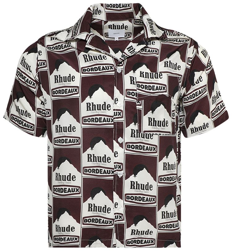 Rhude Moonlight Bordeaux Silk Shirt MaroonOff White