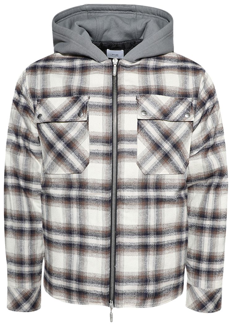 Rhude Hooded Flannel Jacket MulticolorBrown