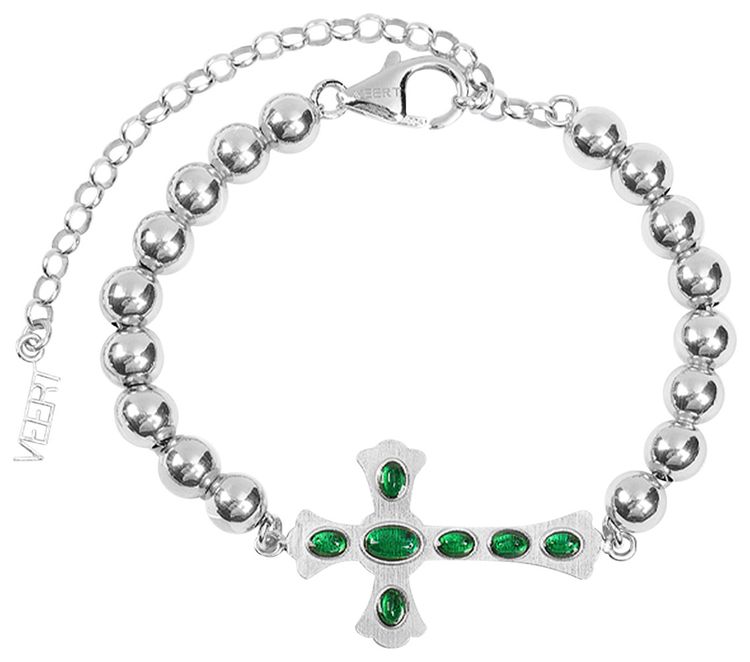 VEERT The Green Cross Bracelet White GoldGreen Agate