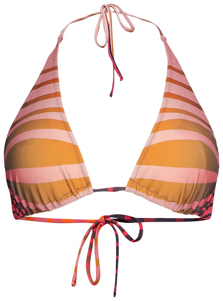 Jean Paul Gaultier Flowers Morphing Stripes Bikini Top RedOrange