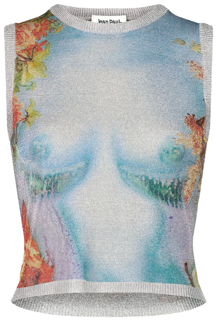 Jean Paul Gaultier Flowers Printed Body Tank Top SilverMulticolor