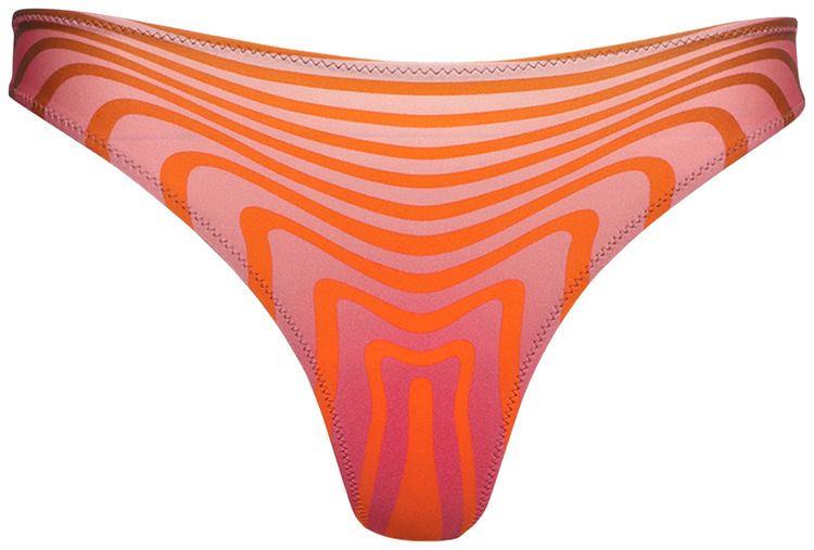 Jean Paul Gaultier Printed Morphing Stripes Bikini Bottom RedOrange