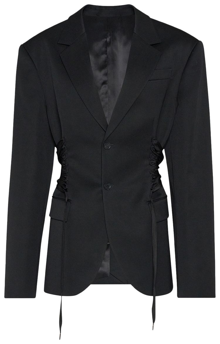 Jean Paul Gaultier Lace Detail Tailored Wool Jacket Black