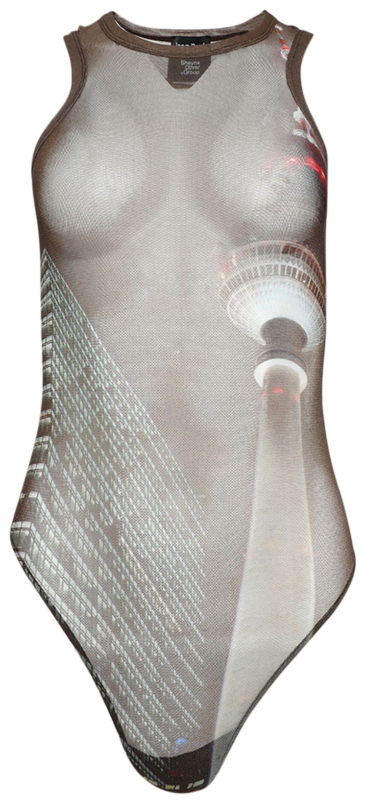 Jean Paul Gaultier City Mesh Bodysuit BrownGreenBlueRed