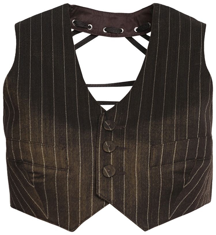 Jean Paul Gaultier Laced Gilet BrownEcru