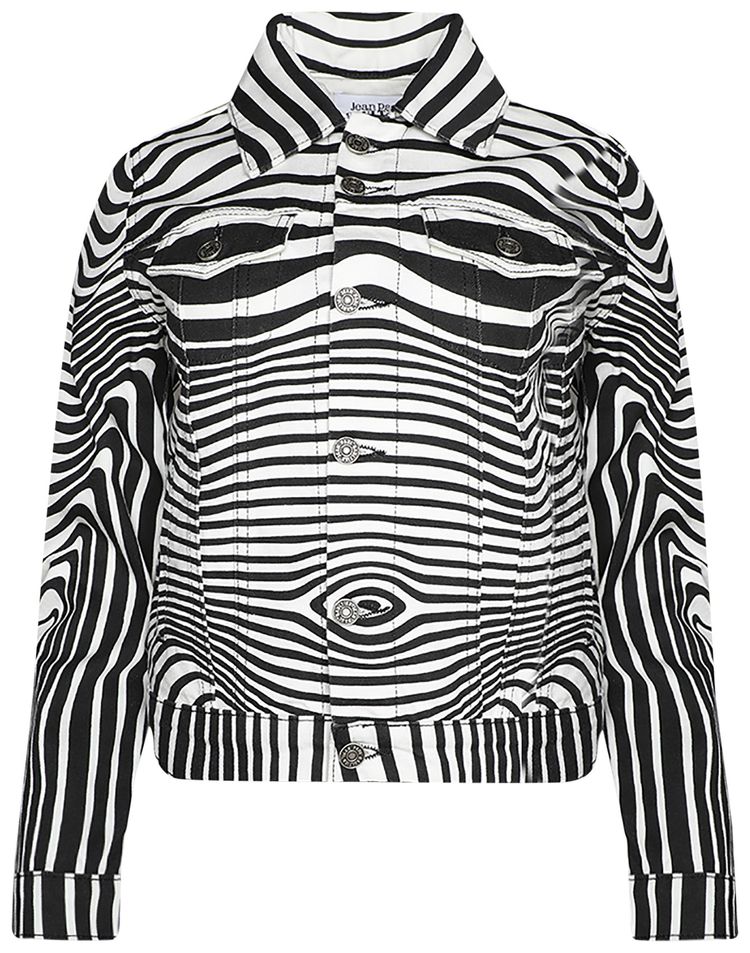Jean Paul Gaultier Body Morphing Printed Denim Jacket WhiteBlack