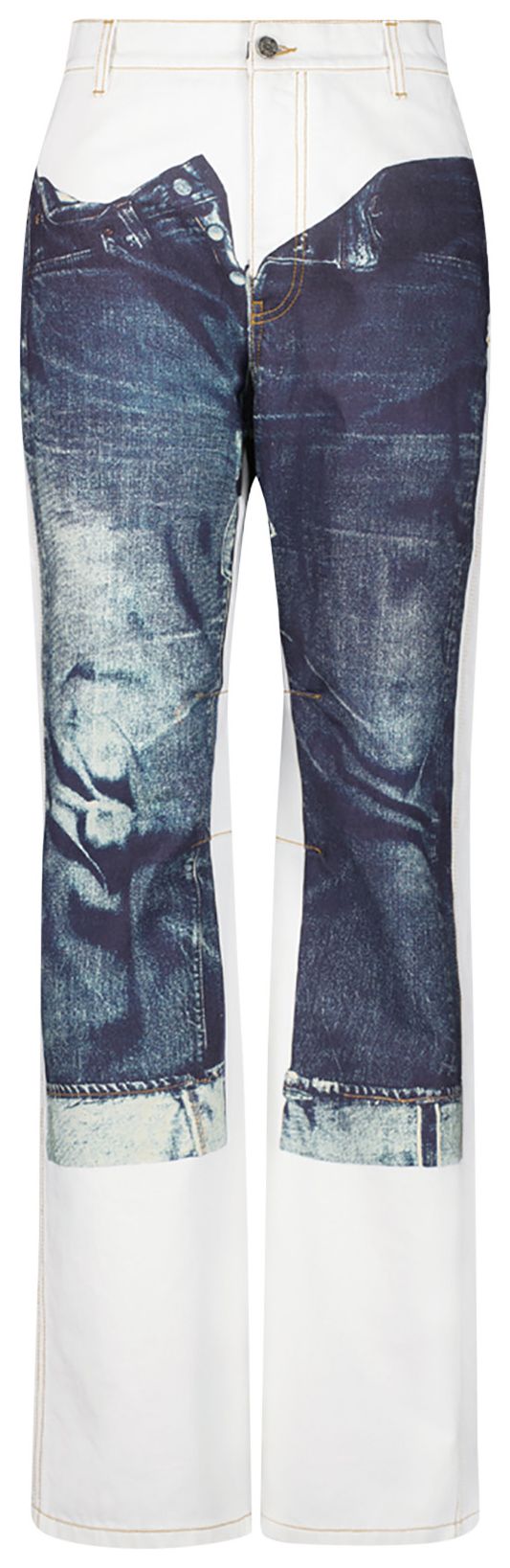 Jean Paul Gaultier Printed Trompe LOeil Jeans WhiteBlue