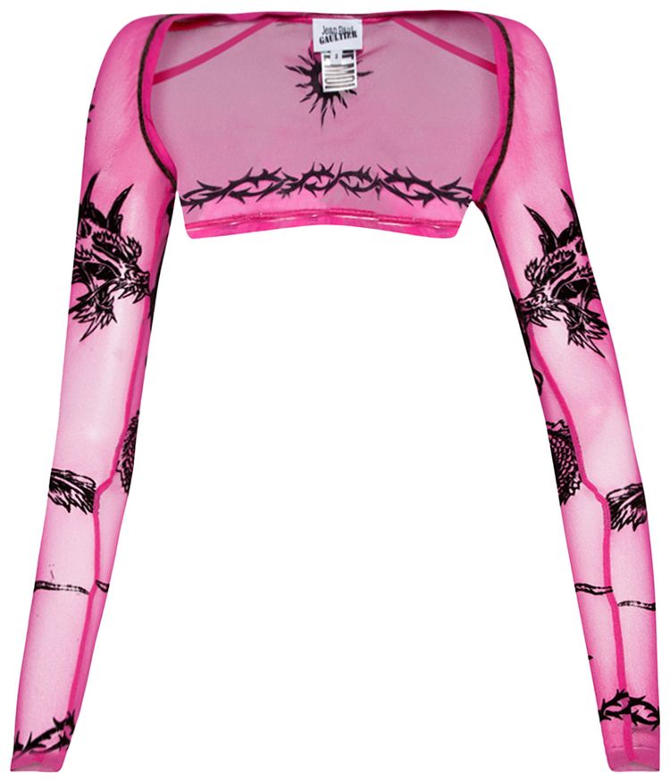 Jean Paul Gaultier Velvet Flock Long Sleeve Shawl Pink