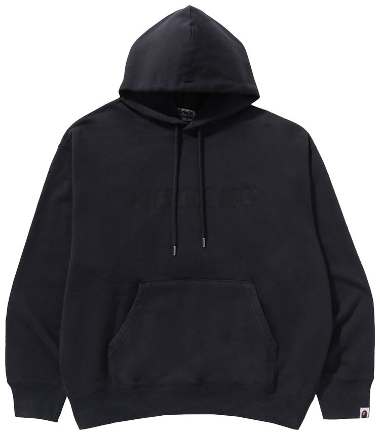 BAPE Garment Dye Bathing Ape Logo Relaxed Fit Pullover Hoodie Grey