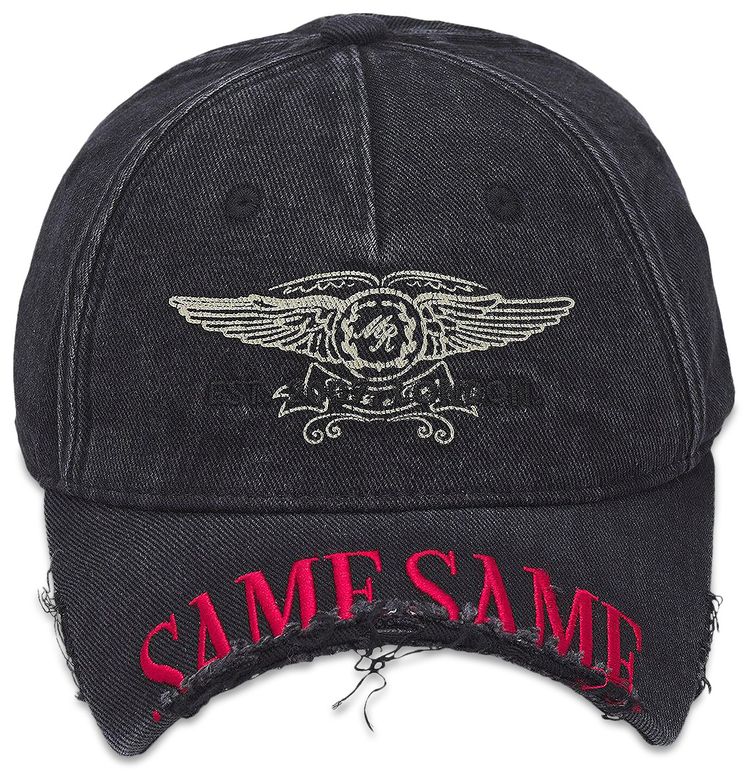 Martine Rose Cut Peak Back Cap Black Washed