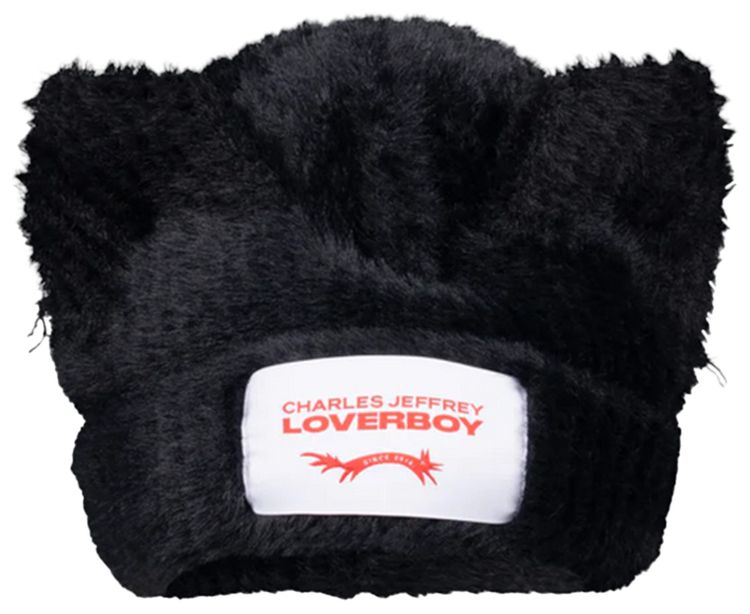 Charles Jeffrey Loverboy Fluffy Chunky Ears Beanie Black