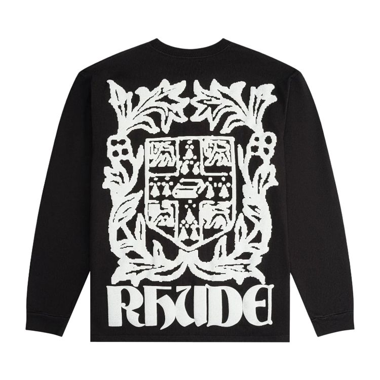 Rhude Veritas Crest Long Sleeve T Shirt WhiteBlack