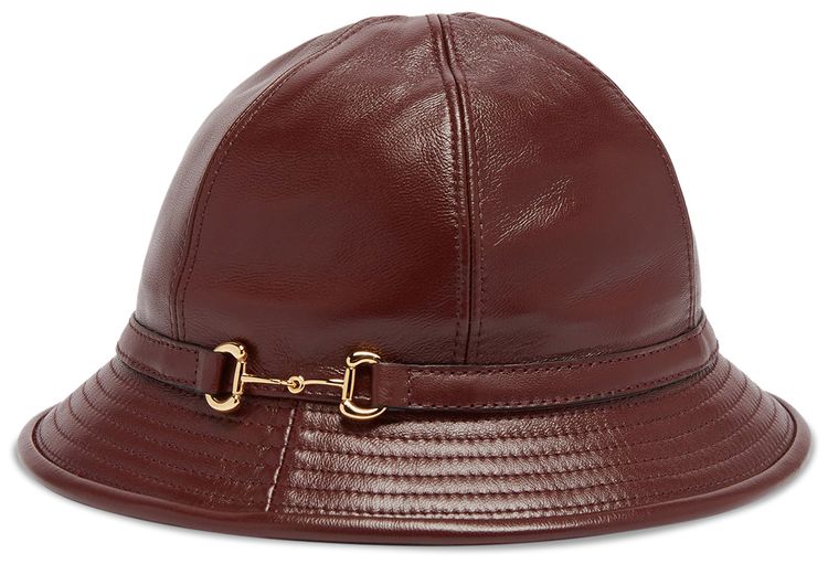 Gucci Leather Cloche Hat With Horsebit Red