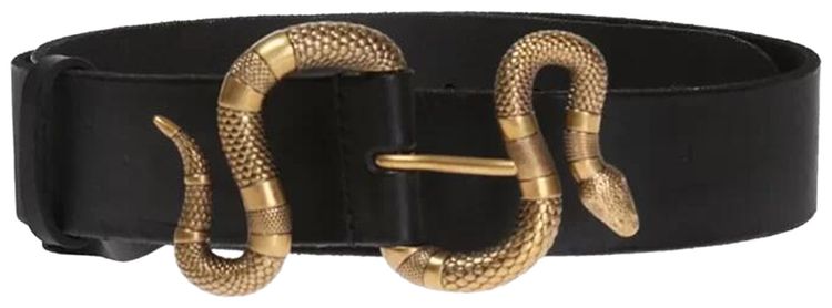 Gucci Leather Belt With Snake Buckle Black