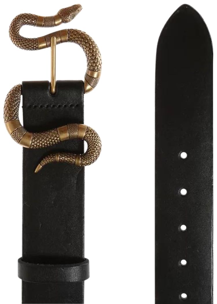 Gucci Leather Belt With Snake Buckle Black