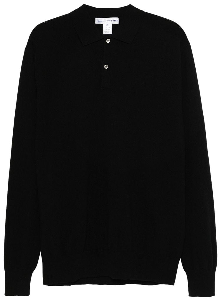 Comme des Garcons SHIRT Long Sleeve Knit Polo Black