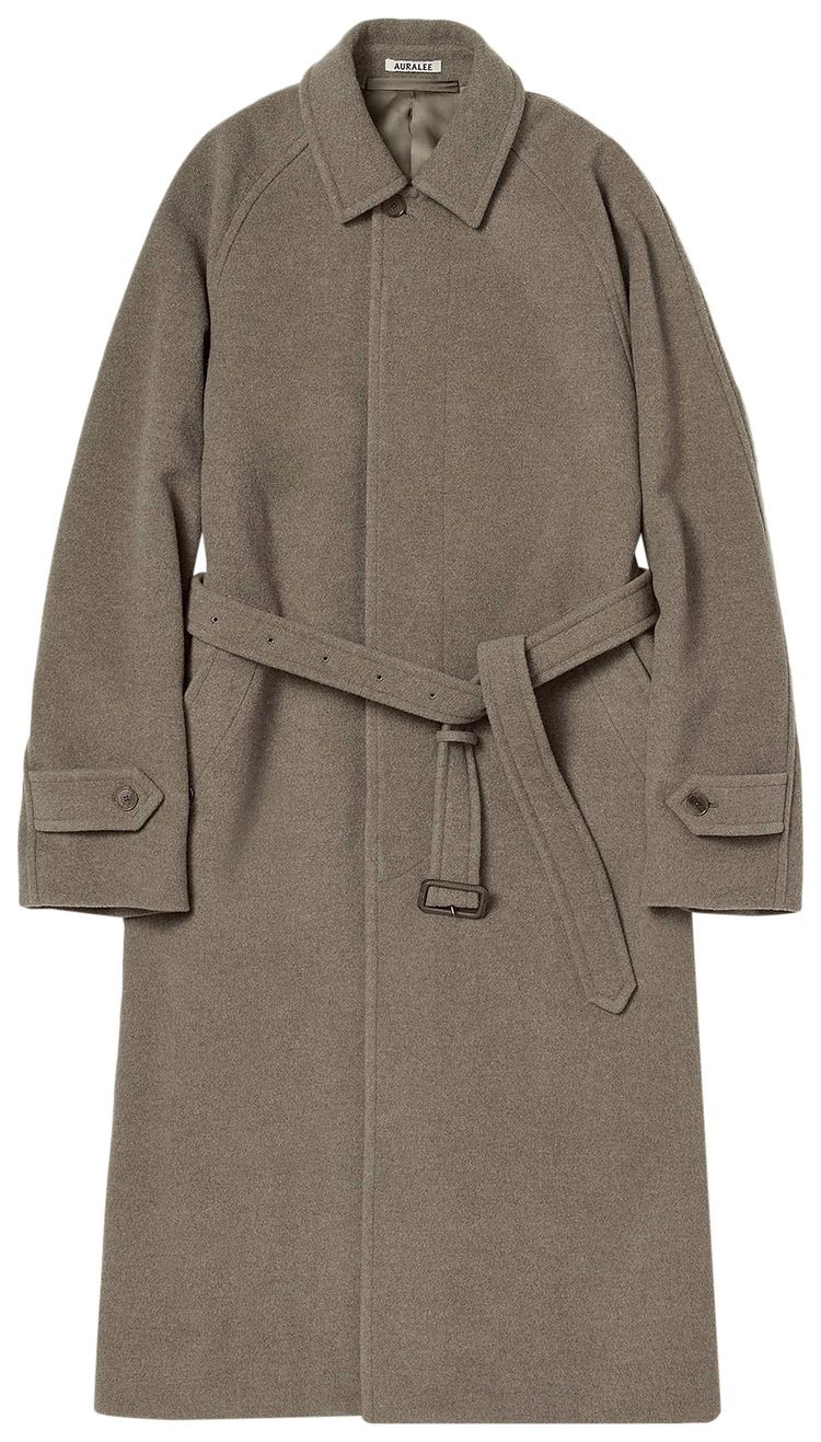 Auralee Super Fine Wool Mosser Soutien Collar Coat Khaki Beige