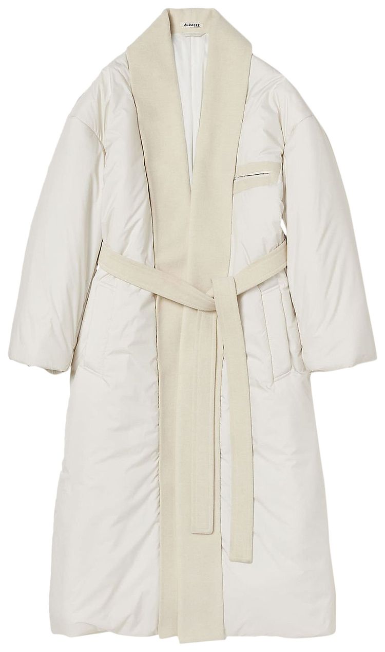 Auralee Super Fine Wool Mosser Padded Coat Ivory White