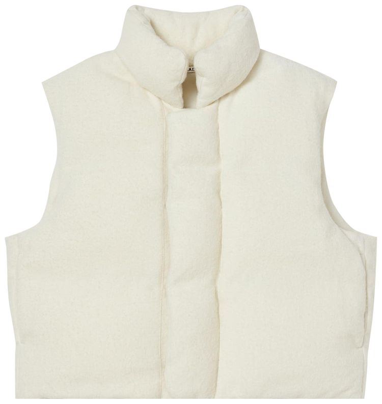 Auralee Brushed Alpaca Wool Down Vest Off White