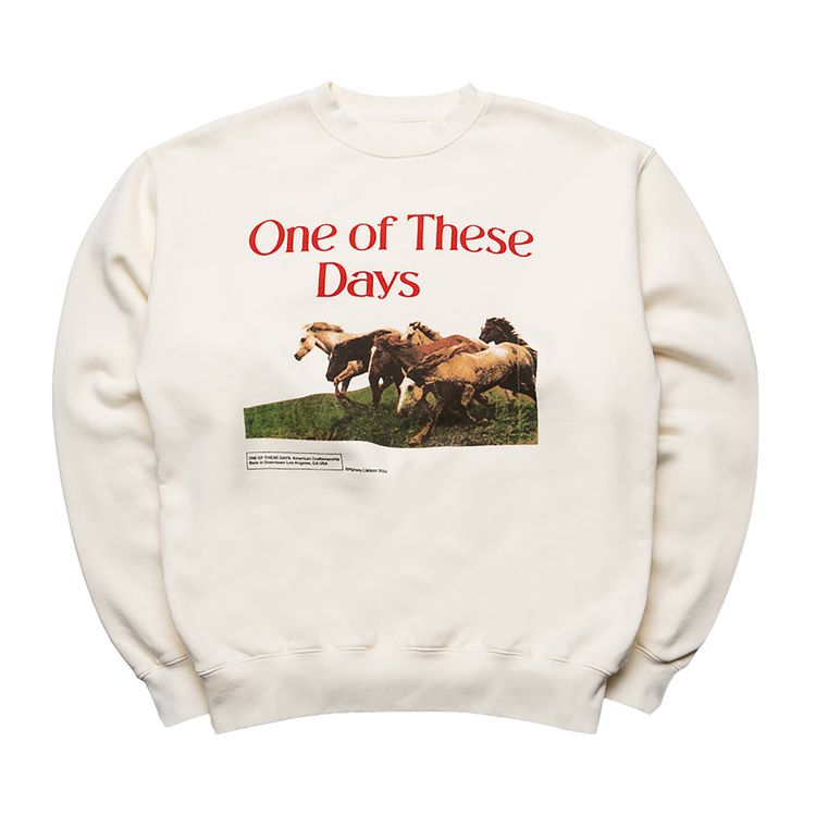 One Of These Days Wild Horses Crewneck Bone