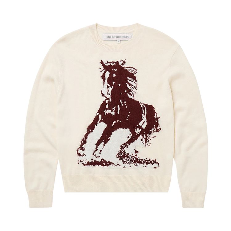 One Of These Days Running Horse Knit Sweater Oatmeal
