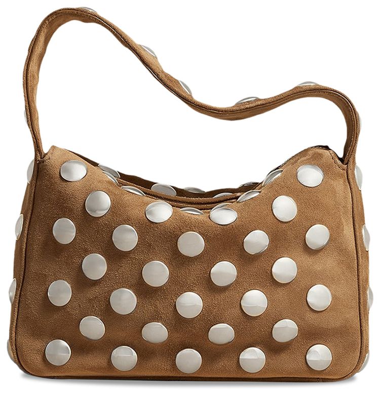 Khaite Elena Suede Studded Shoulder Bag Mud