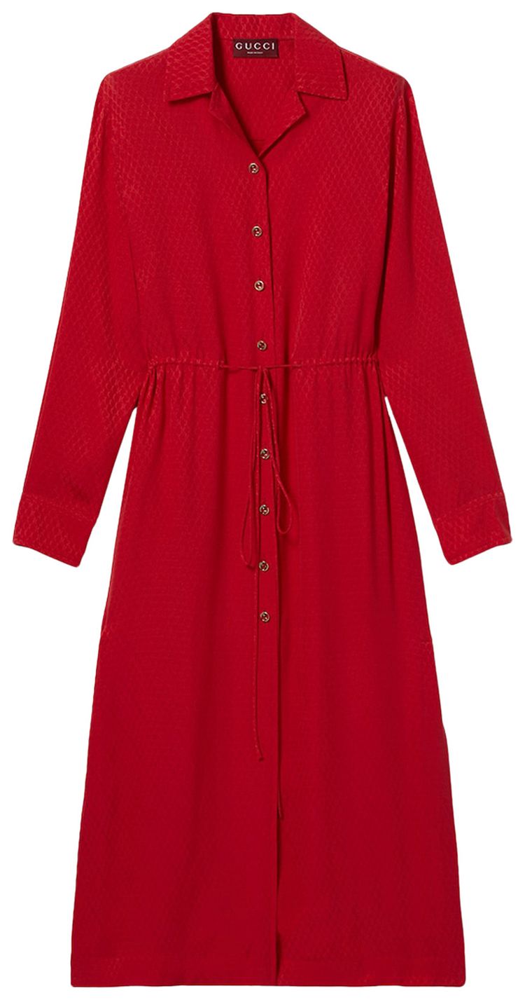 Gucci Silk Jacquard Dress Classic Red