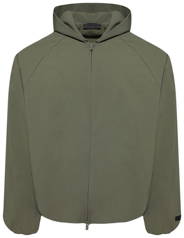 Buy Fear of God Essentials Bonded Nylon Hooded Bomber 'Military ...